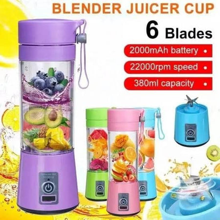 Usb Chargeable Juicer Blender 6 Blades 380ml , Mini Juicer machine, Easy and stylish fruit shakes